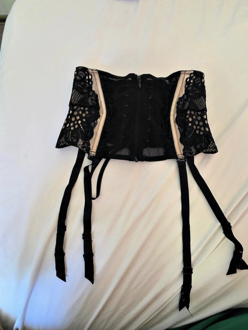 Black Lace Corset with Garter Straps
